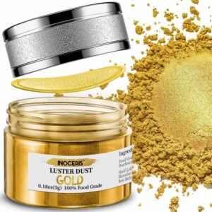 INOCERIS Edible Luster Dust 5 Grams Food Grade Gold Cake Dust Shimmer Metallic Gold Food Coloring Powder