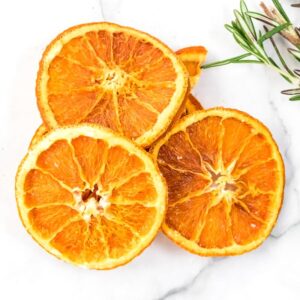 Dried orange slices slightly sugared