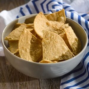 Bowl of triangle corn tortilla chips