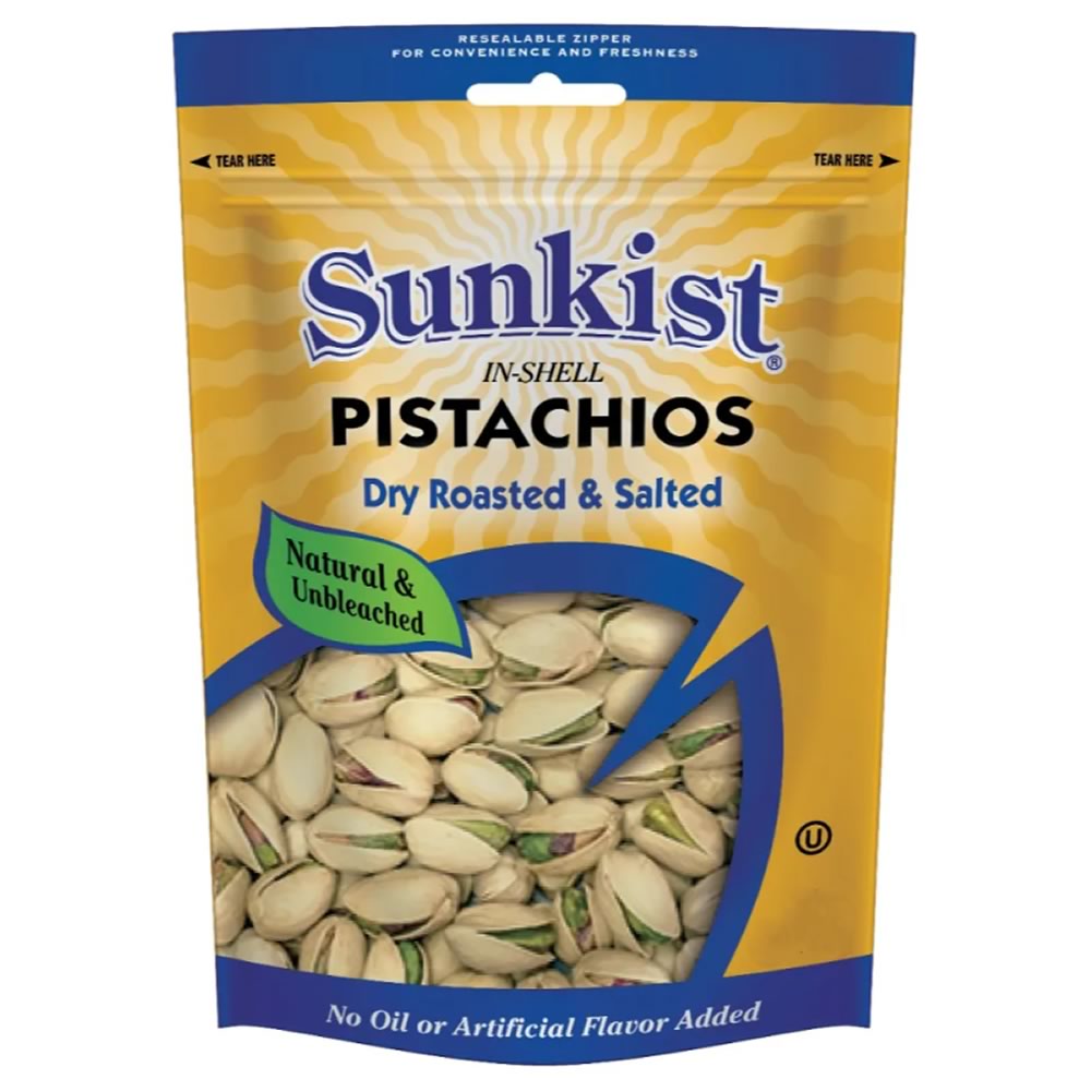 Sunkist pistachios dry roasted & light salt
