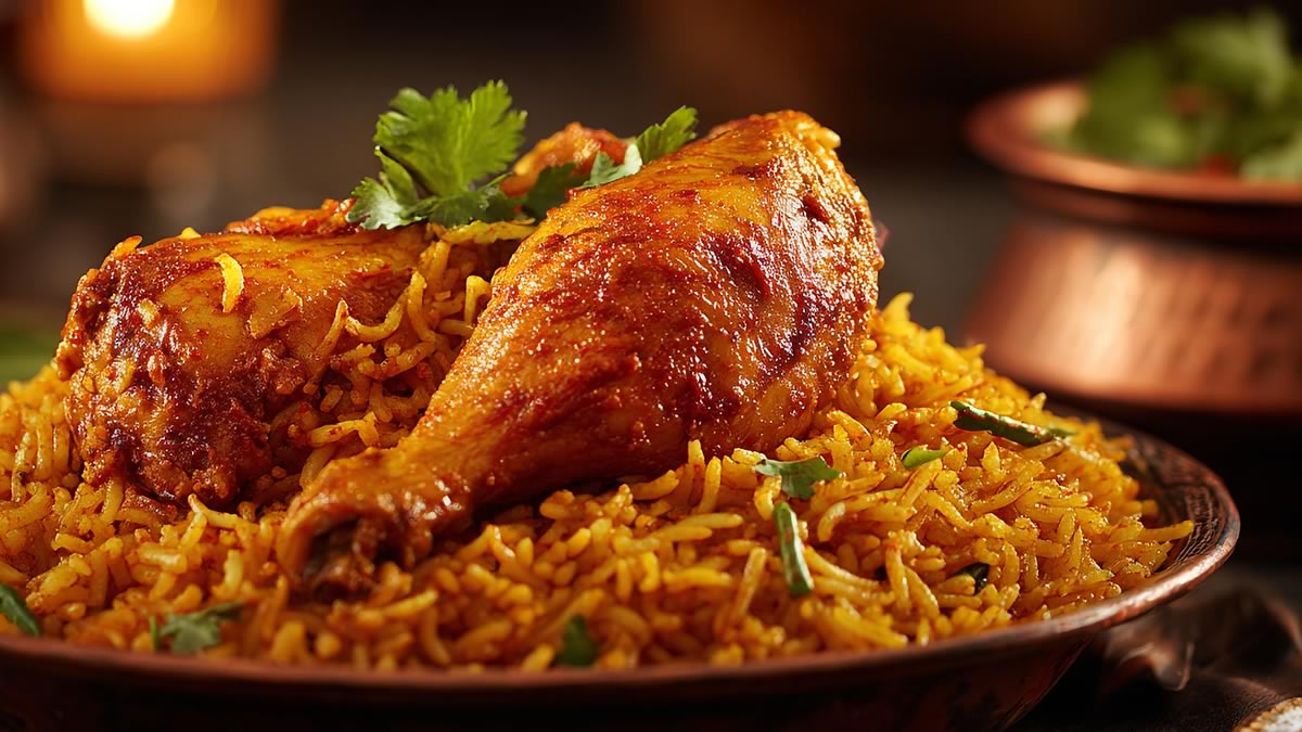 A plate of chicken kabsa made with kabsa spice mix