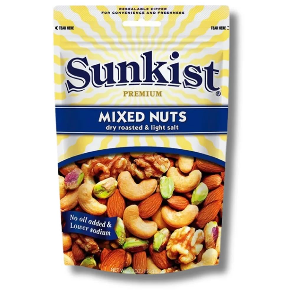 Sunkist premium mixed nuts dry roasted & light salt 150g Sunkist premium mixed nuts dry roasted & light salt 150g